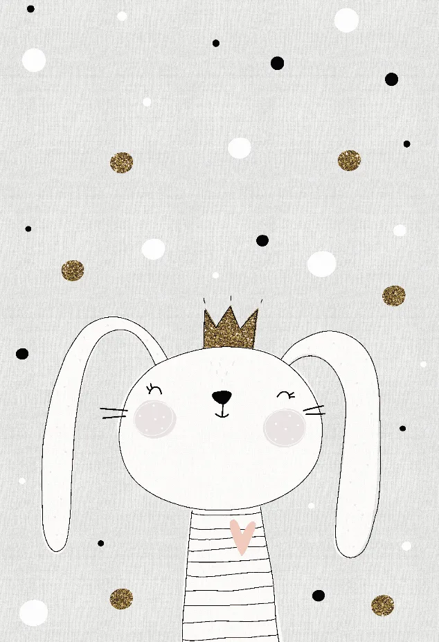 Alfombra infantil - Rabbit Crown (gris)