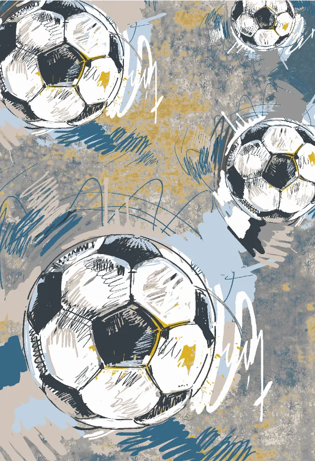 Alfombra infantil - Cartoon Footballs (multi)