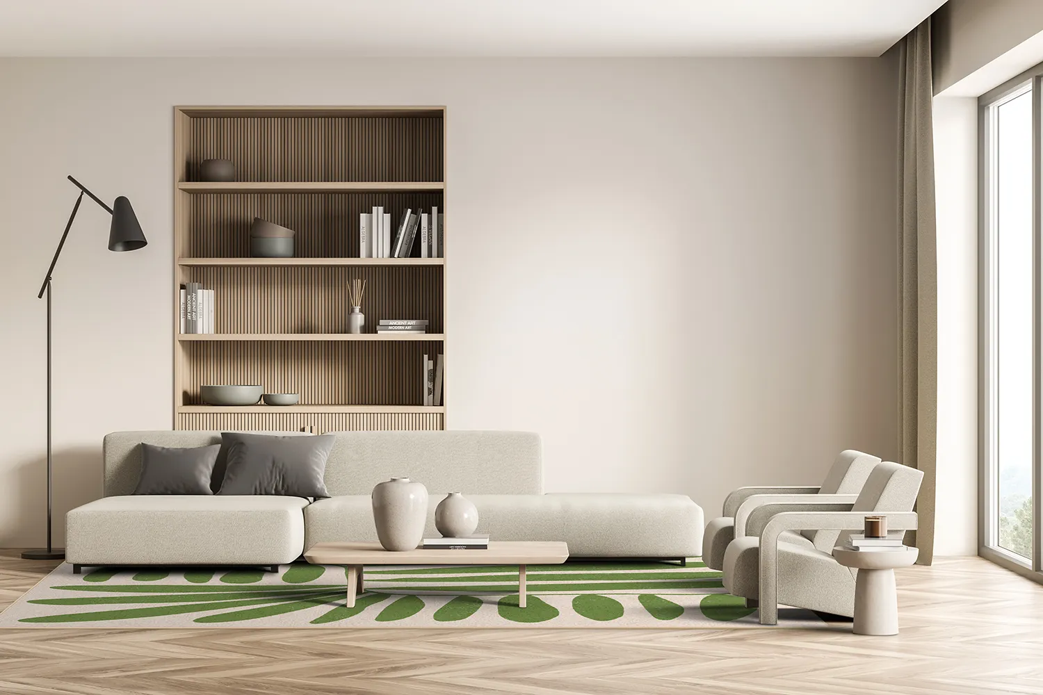 Alfombra Wilton - Romilly (beige/verde)