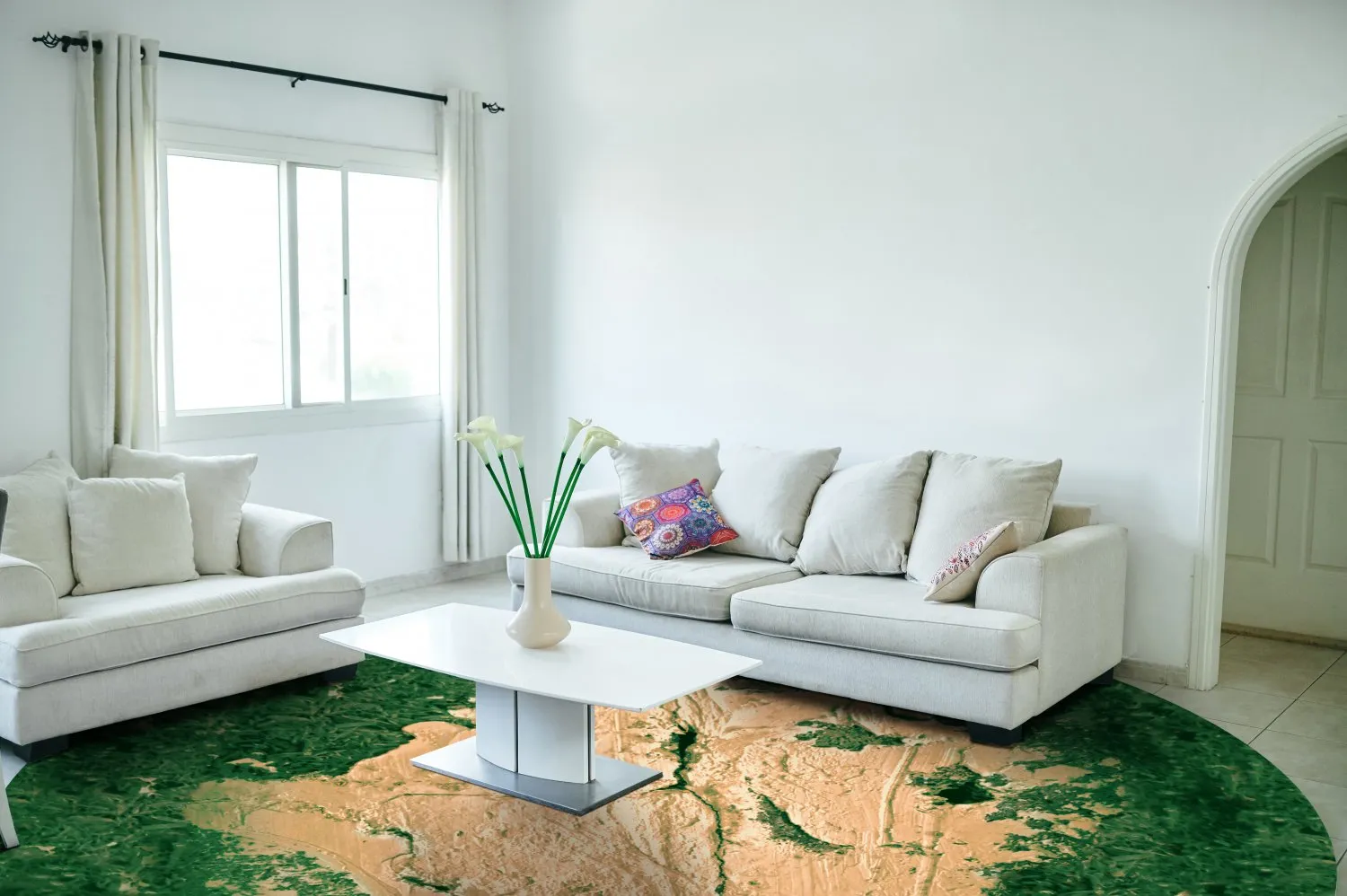 Alfombras redondeadas - Positano (beige/verde)