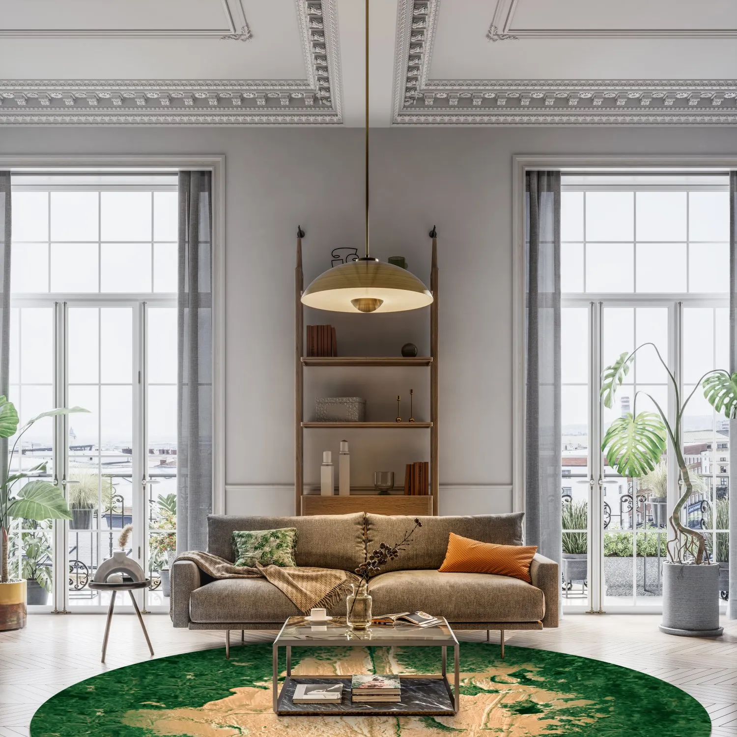 Alfombras redondeadas - Positano (beige/verde)