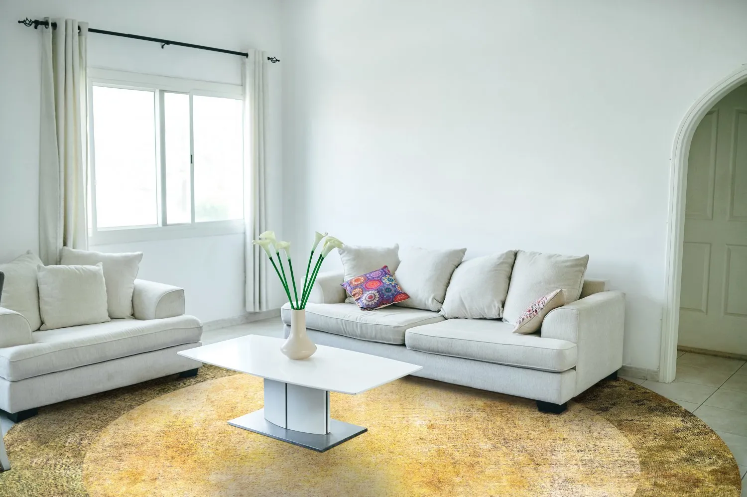 Alfombras redondeadas - Campana (beige/amarillo)