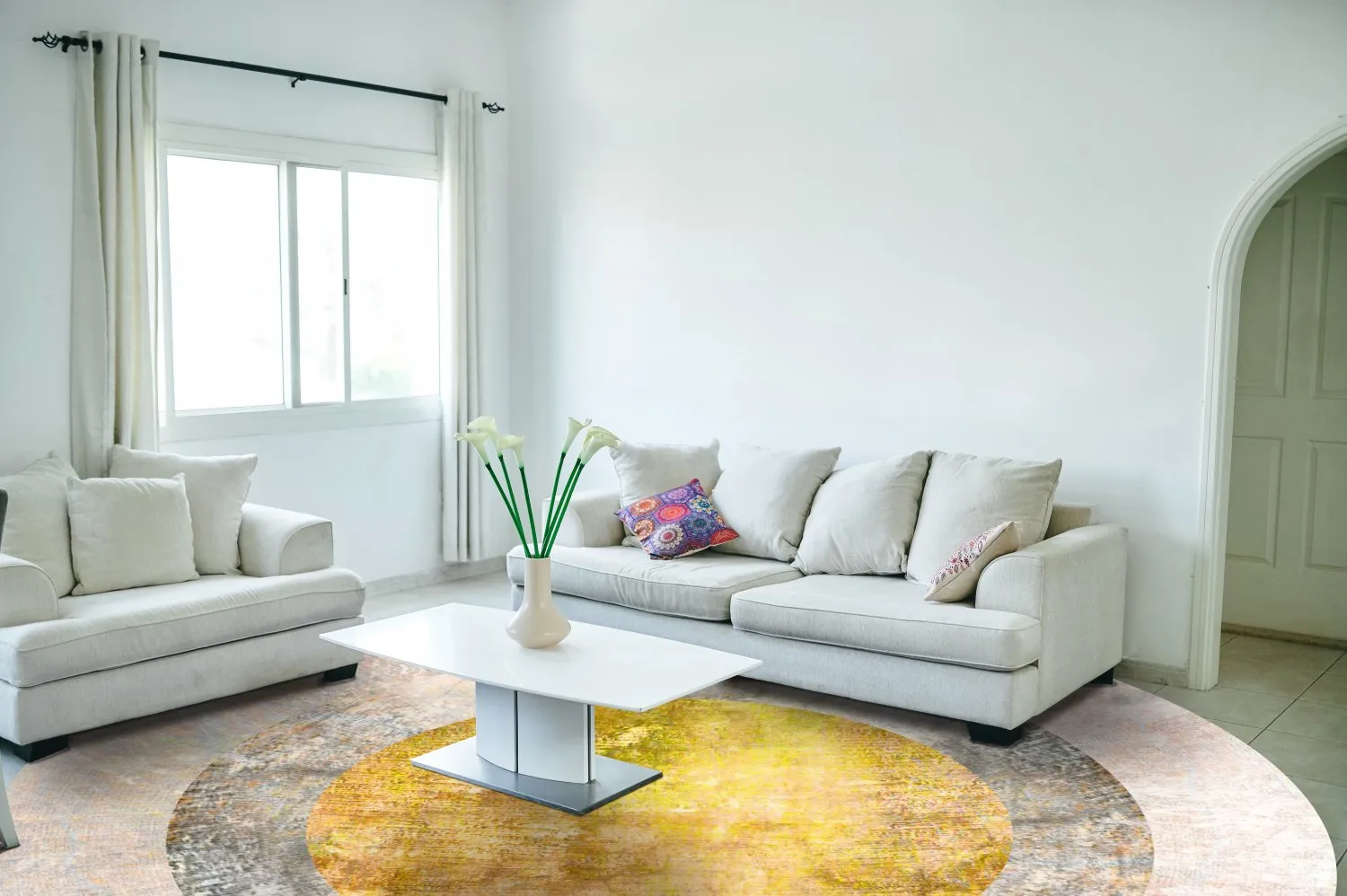 Alfombras redondeadas - Budoni (gris/beige/amarillo)