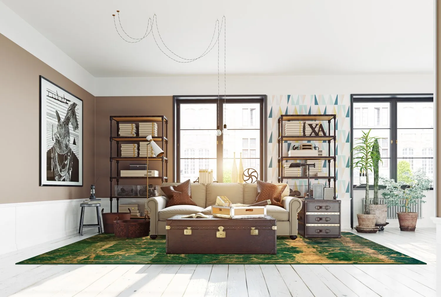 Alfombra Wilton - Cantoria (beige/verde)