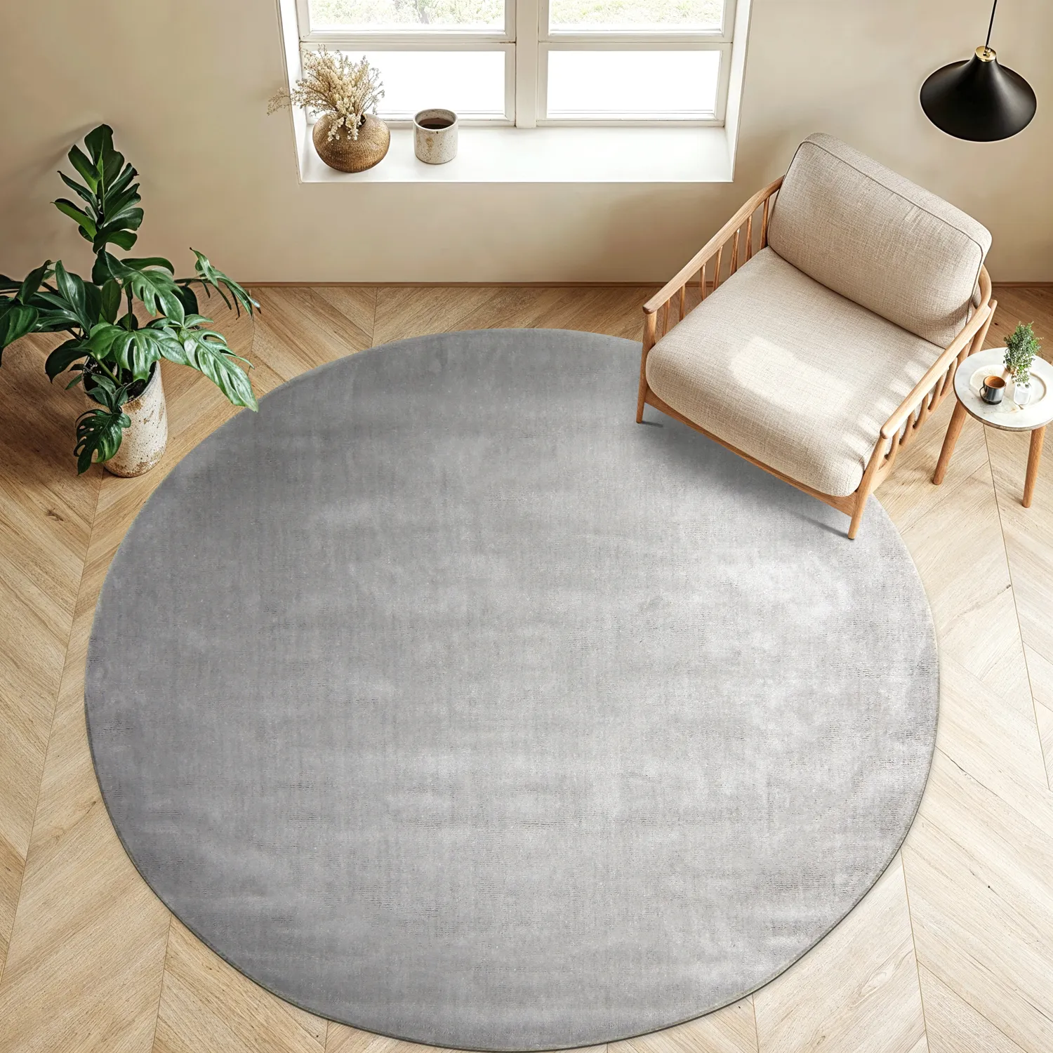 Alfombras redondeadas - Recycled PET with viscose look (gris)