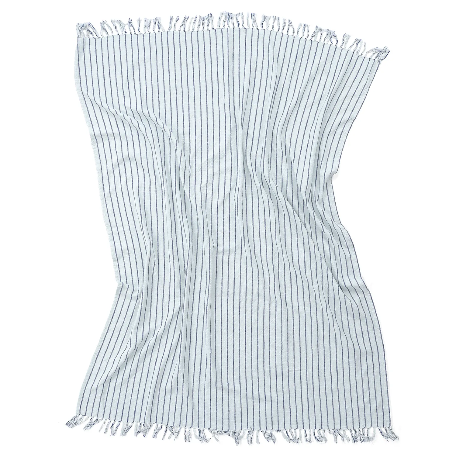 Mantas - Rumi stripe cotton throw (azul claro/azul marino/crema)