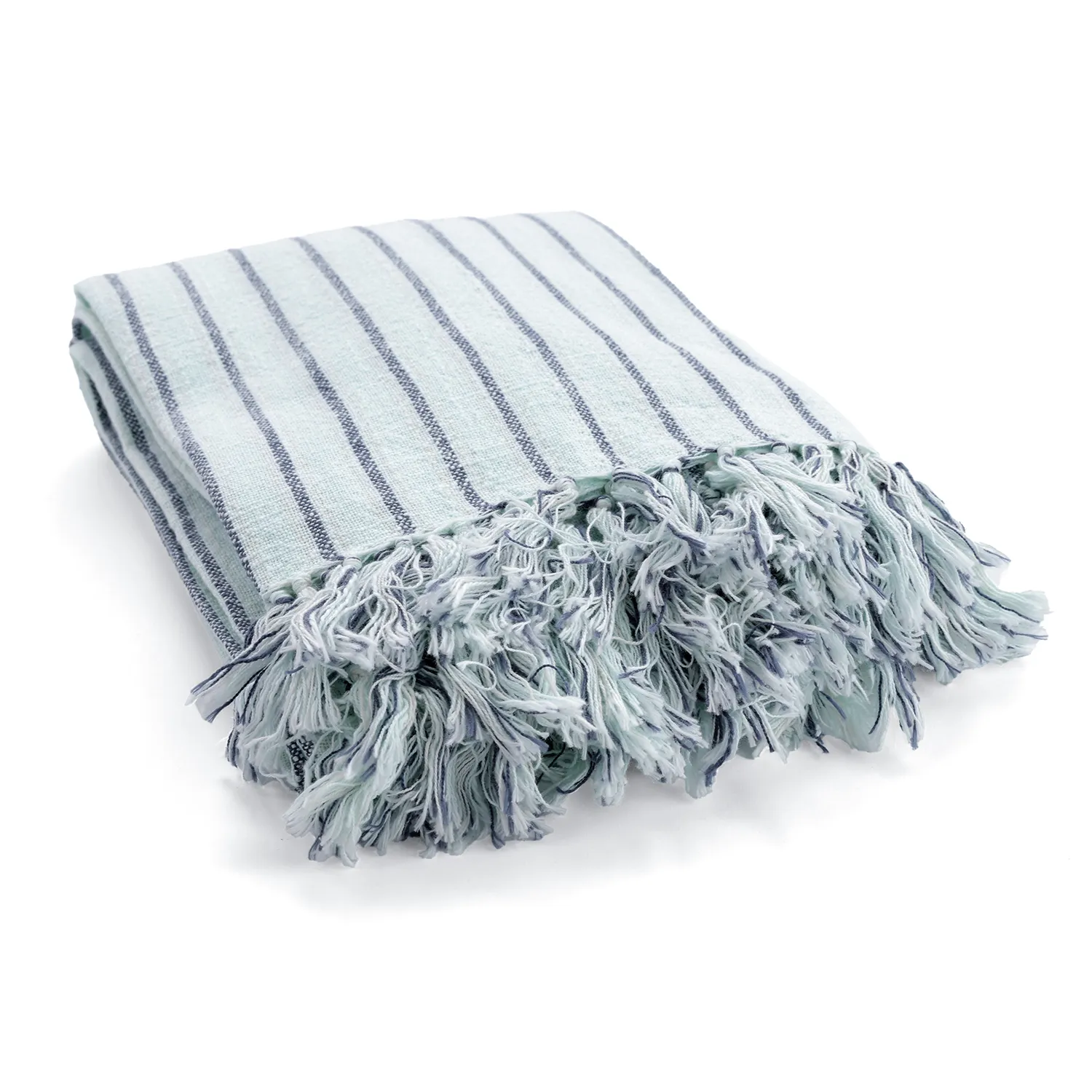 Mantas - Rumi stripe cotton throw (azul claro/azul marino/crema)