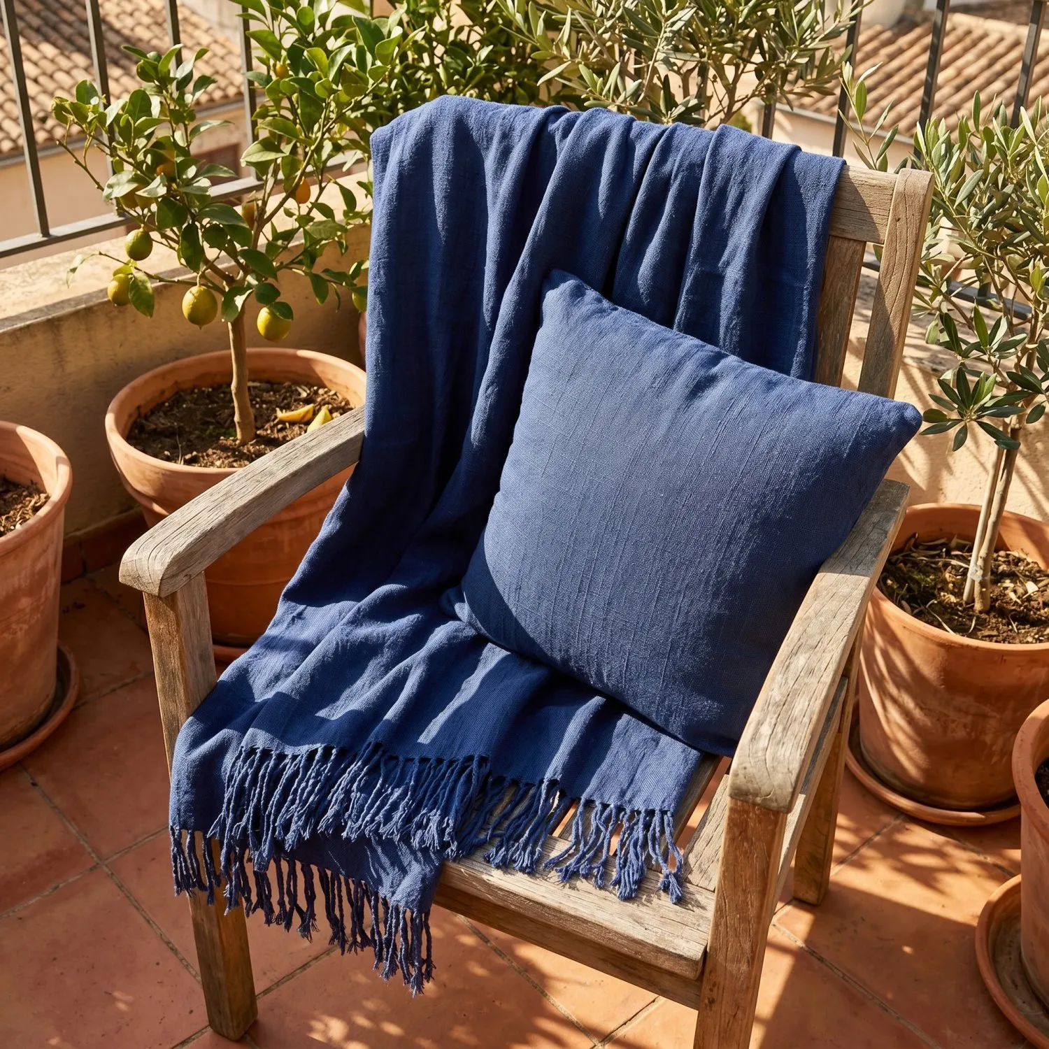 Mantas - Veya cotton throw (azul marino)