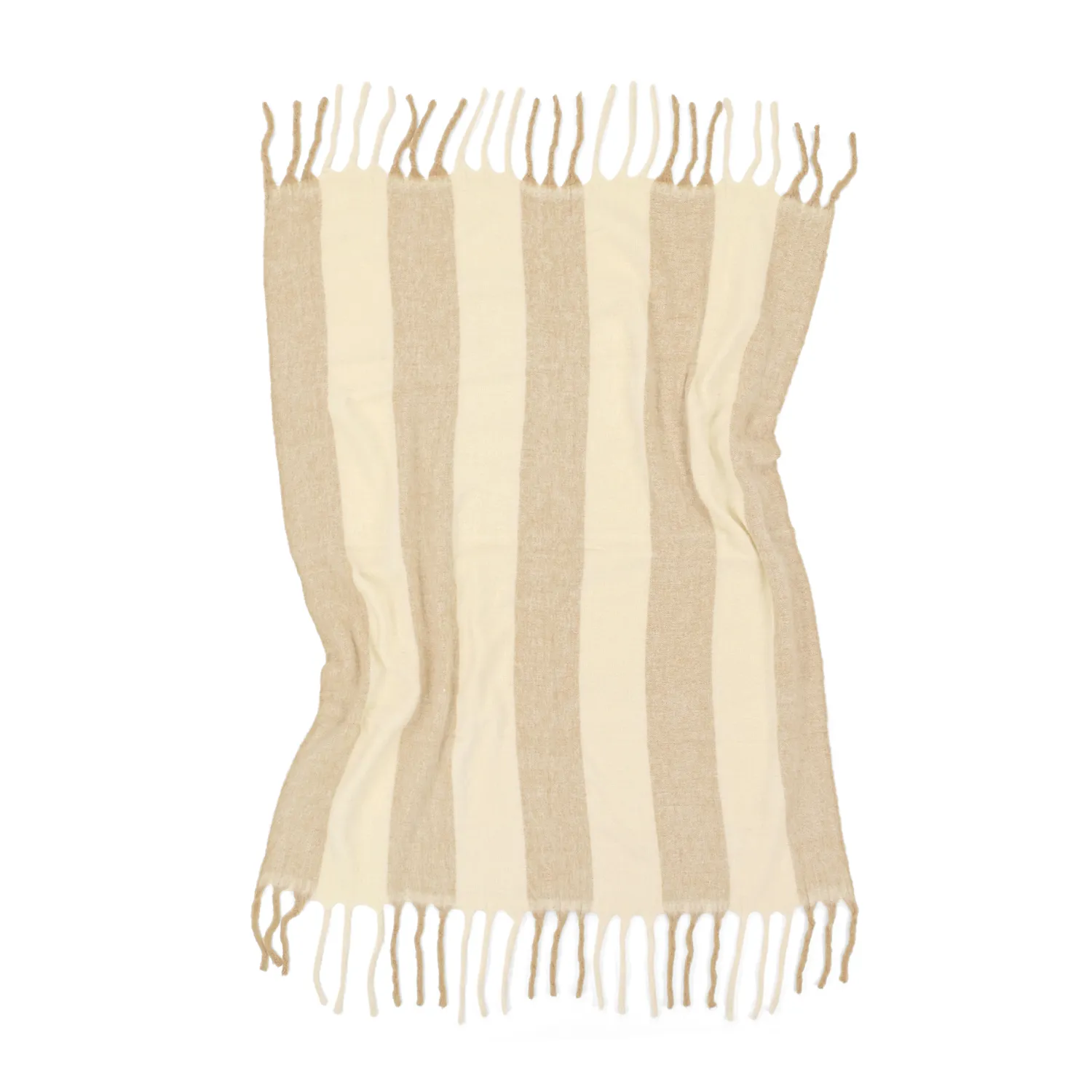 Mantas - Manta de mezcla de lana - Beatriz Stripe (beige/blanco)