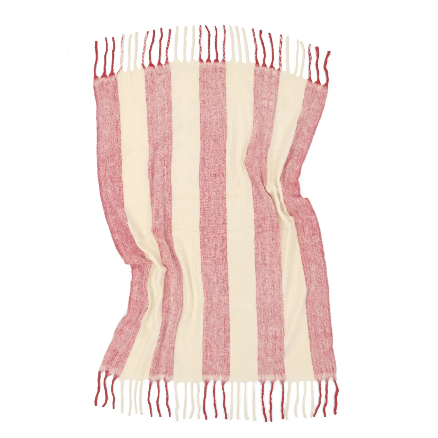 Mantas - Manta de mezcla de lana - Beatriz Stripe (rojo/blanco)