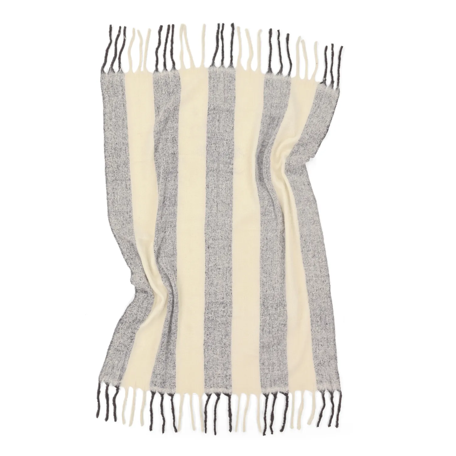 Mantas - Manta de mezcla de lana - Beatriz Stripe (negro/blanco)