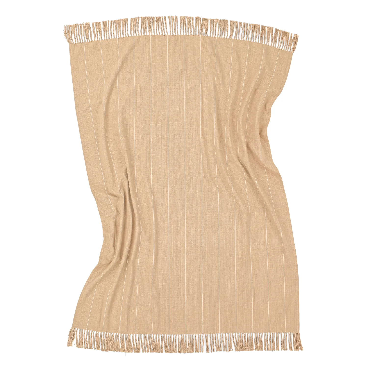 Mantas - Manta de algodón - Martina Stripe (beige/blanco)