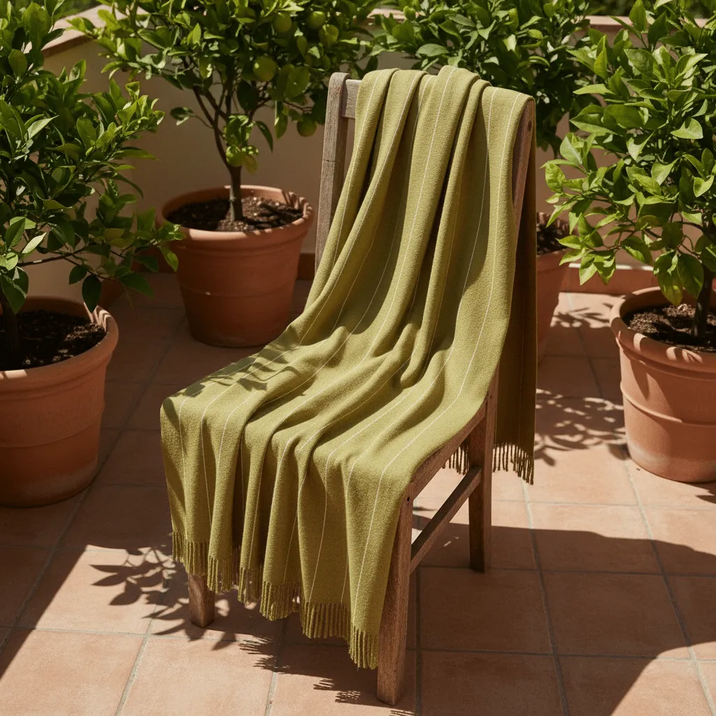 Mantas - Manta de algodón - Martina Stripe (verde/blanco)