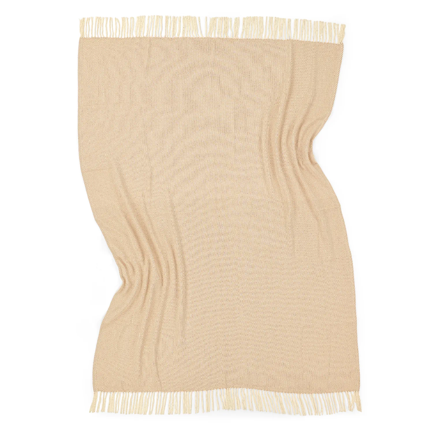 Mantas - Manta de algodón - Denisa Fishbone (beige/blanco)