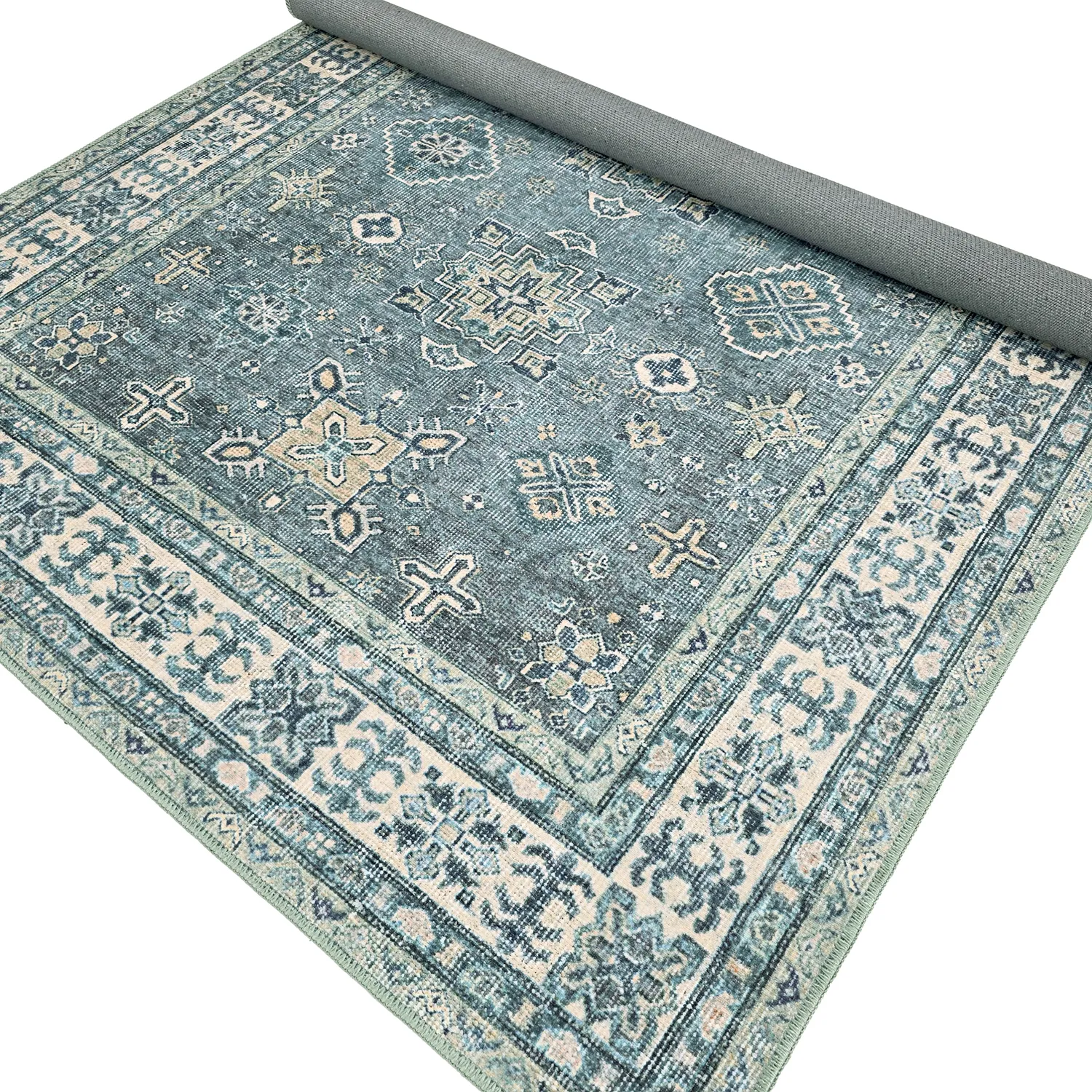 Alfombra de tejido plano - Benaluna (azul/verde)