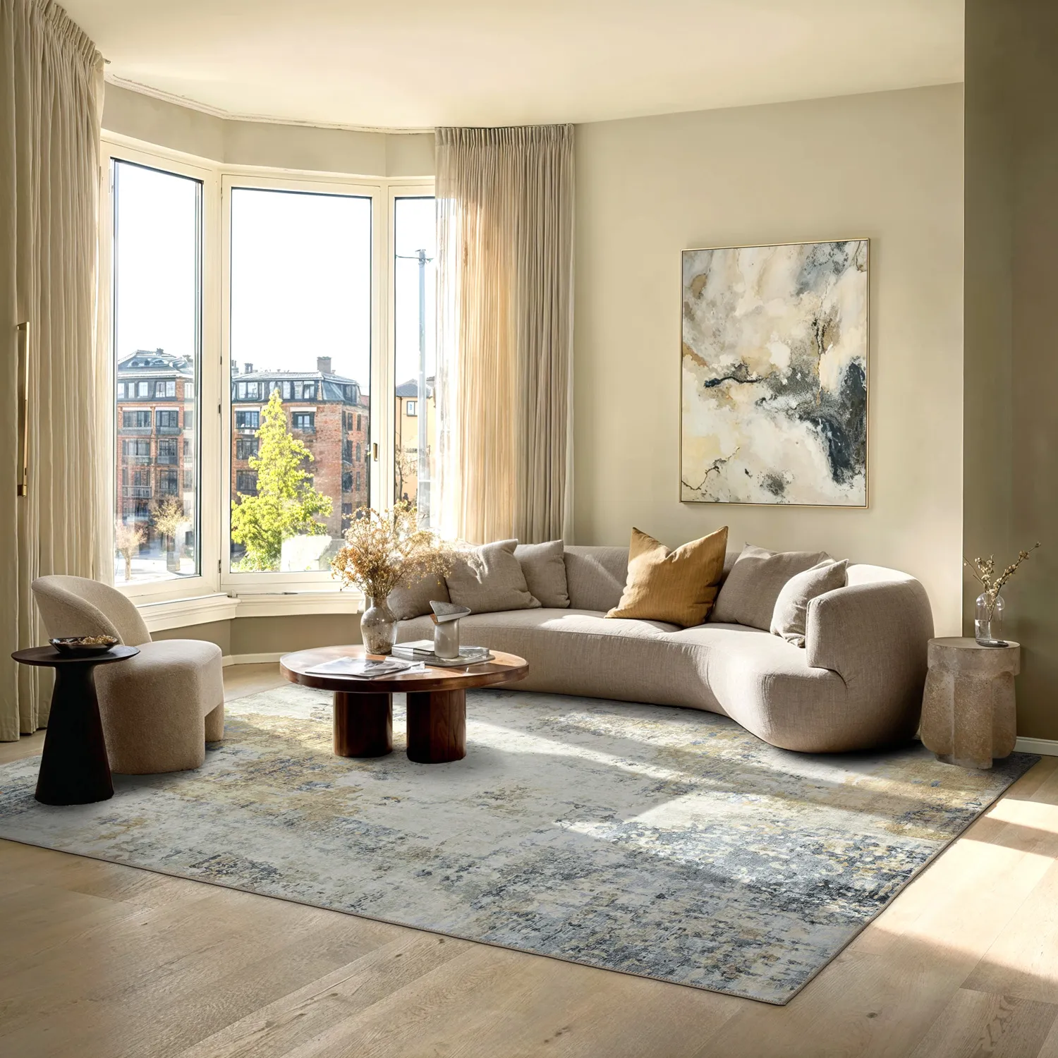 Alfombra de tejido plano - Comino (beige/multicolor)