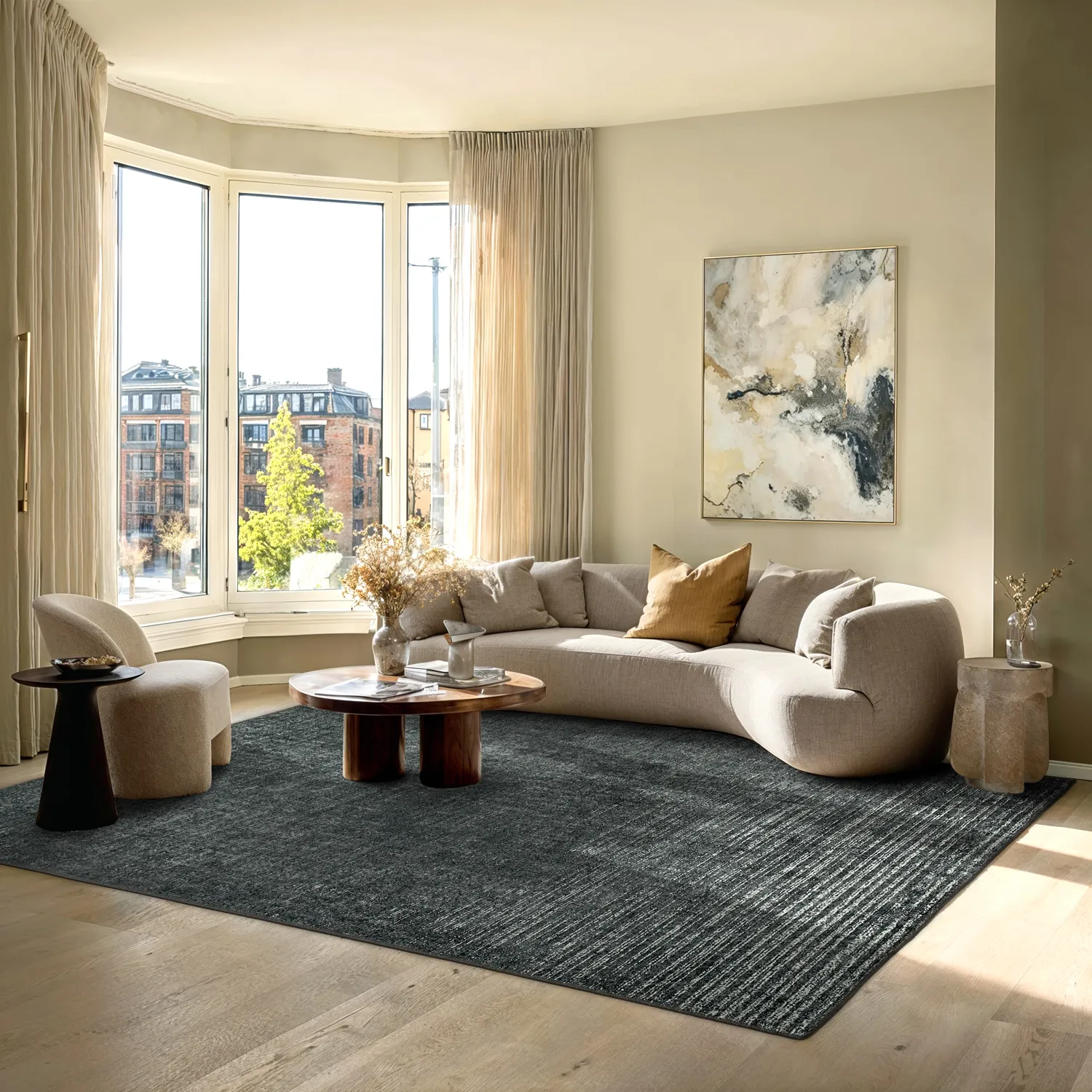Alfombra de tejido plano - Elarion (negro)