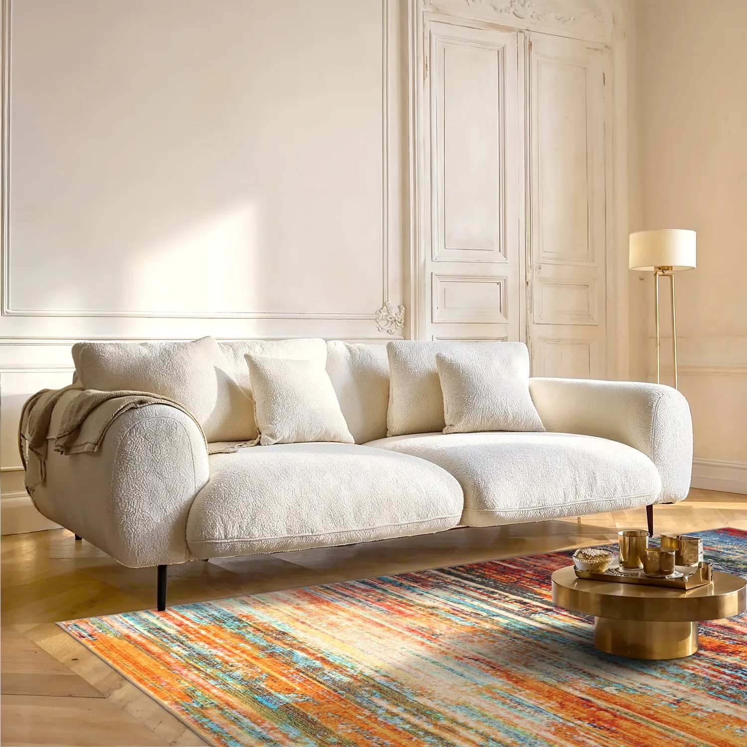 Alfombra de tejido plano - Kazea (naranja/multi)