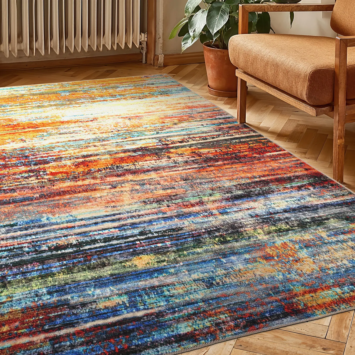 Alfombra de tejido plano - Kazea (naranja/multi)