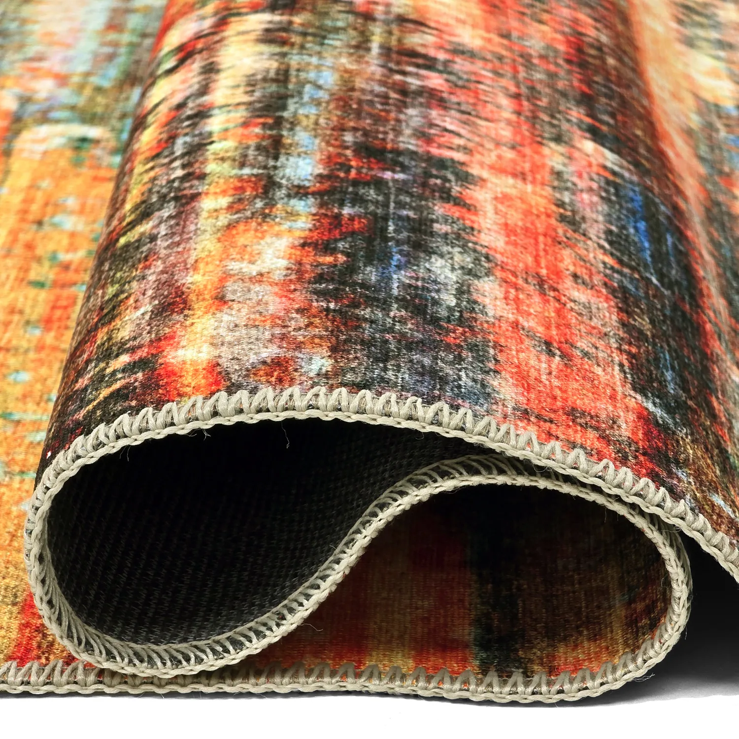 Alfombra de tejido plano - Kazea (naranja/multi)