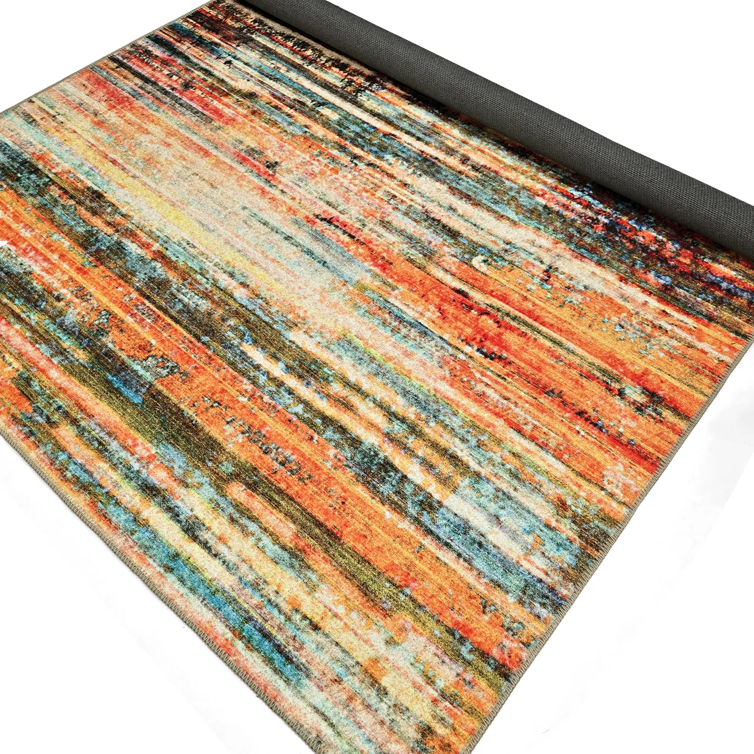 Alfombra de tejido plano - Kazea (naranja/multi)
