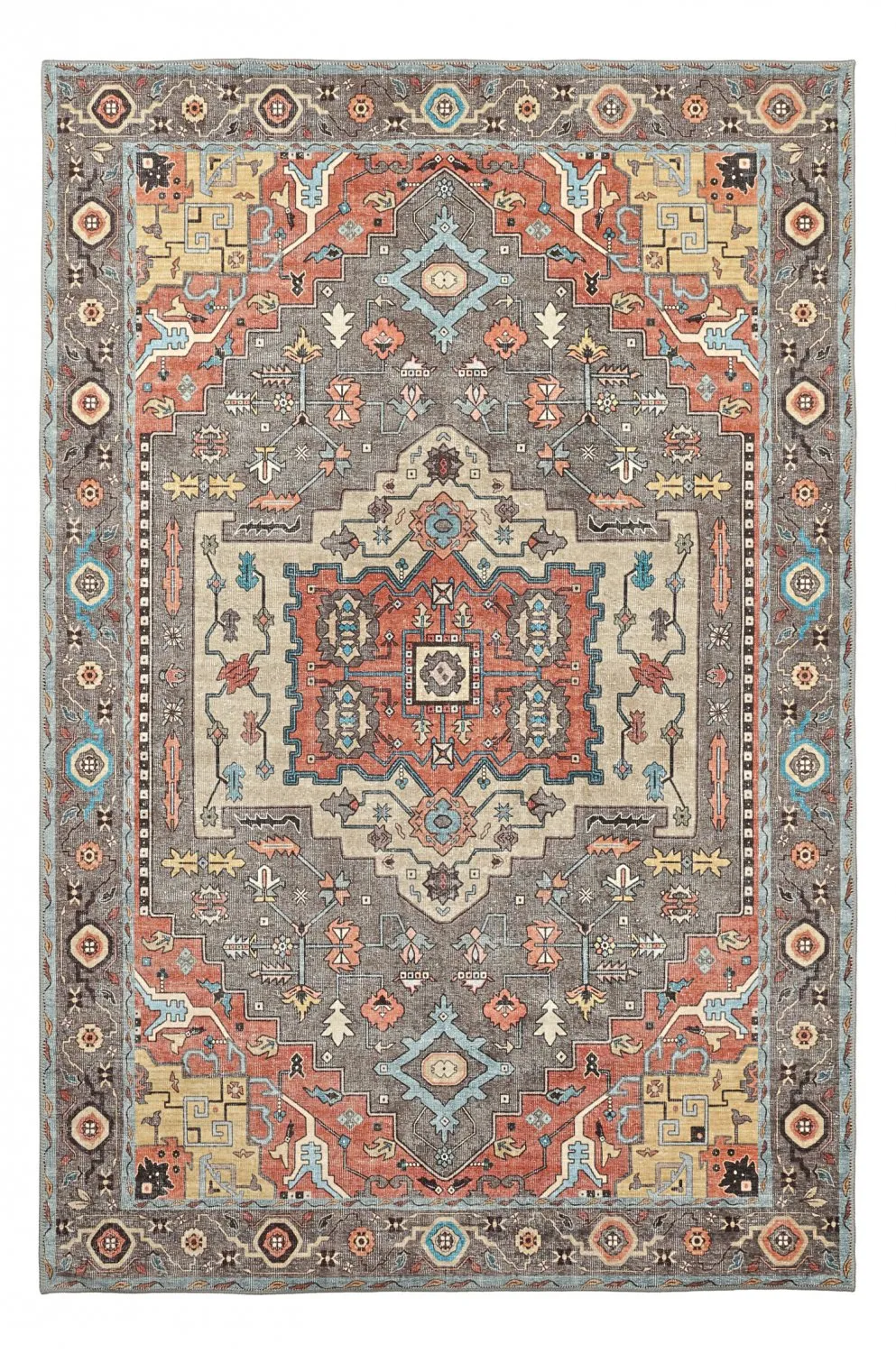 Alfombra de tejido plano - Kordava (gris/rojo)
