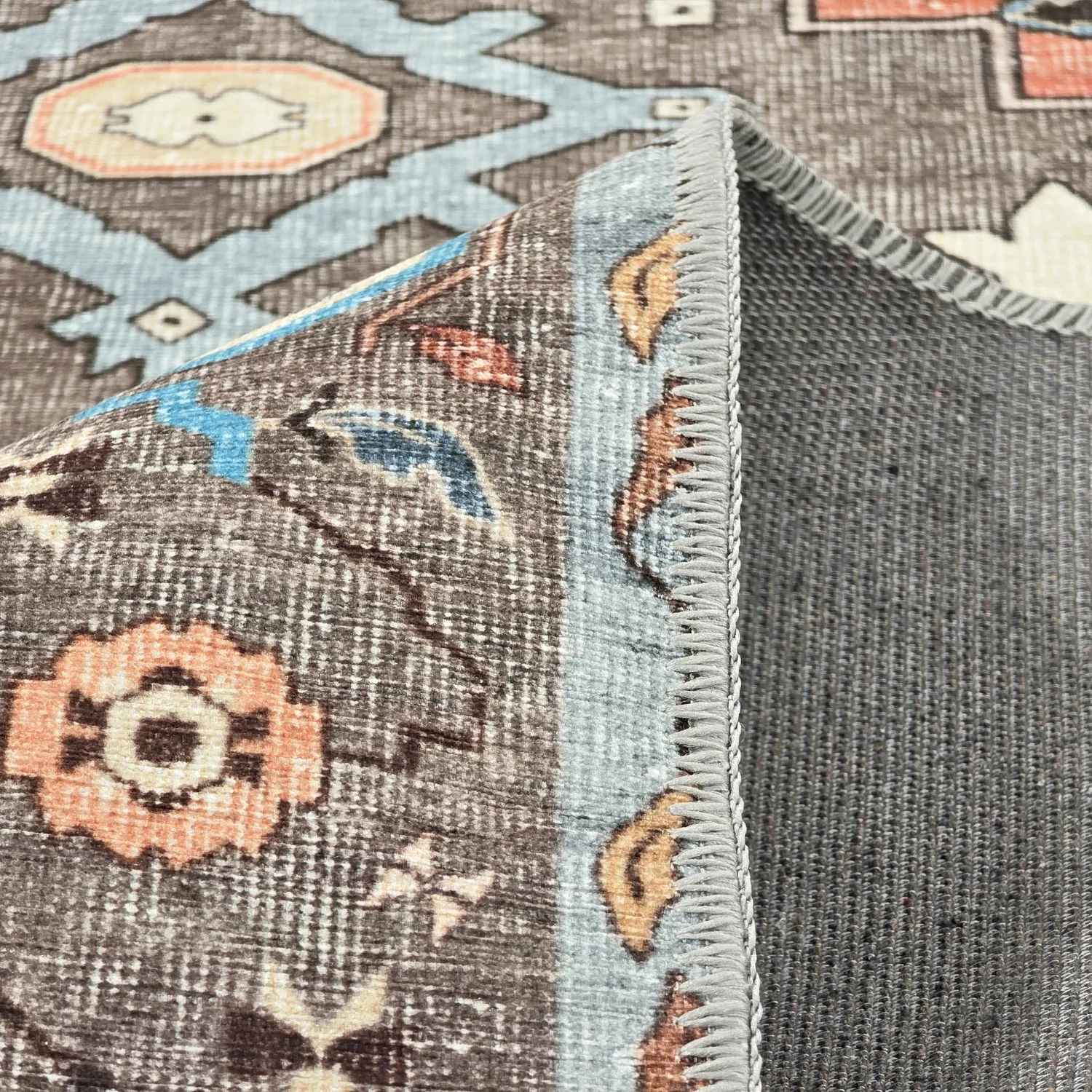 Alfombra de tejido plano - Kordava (gris/rojo)