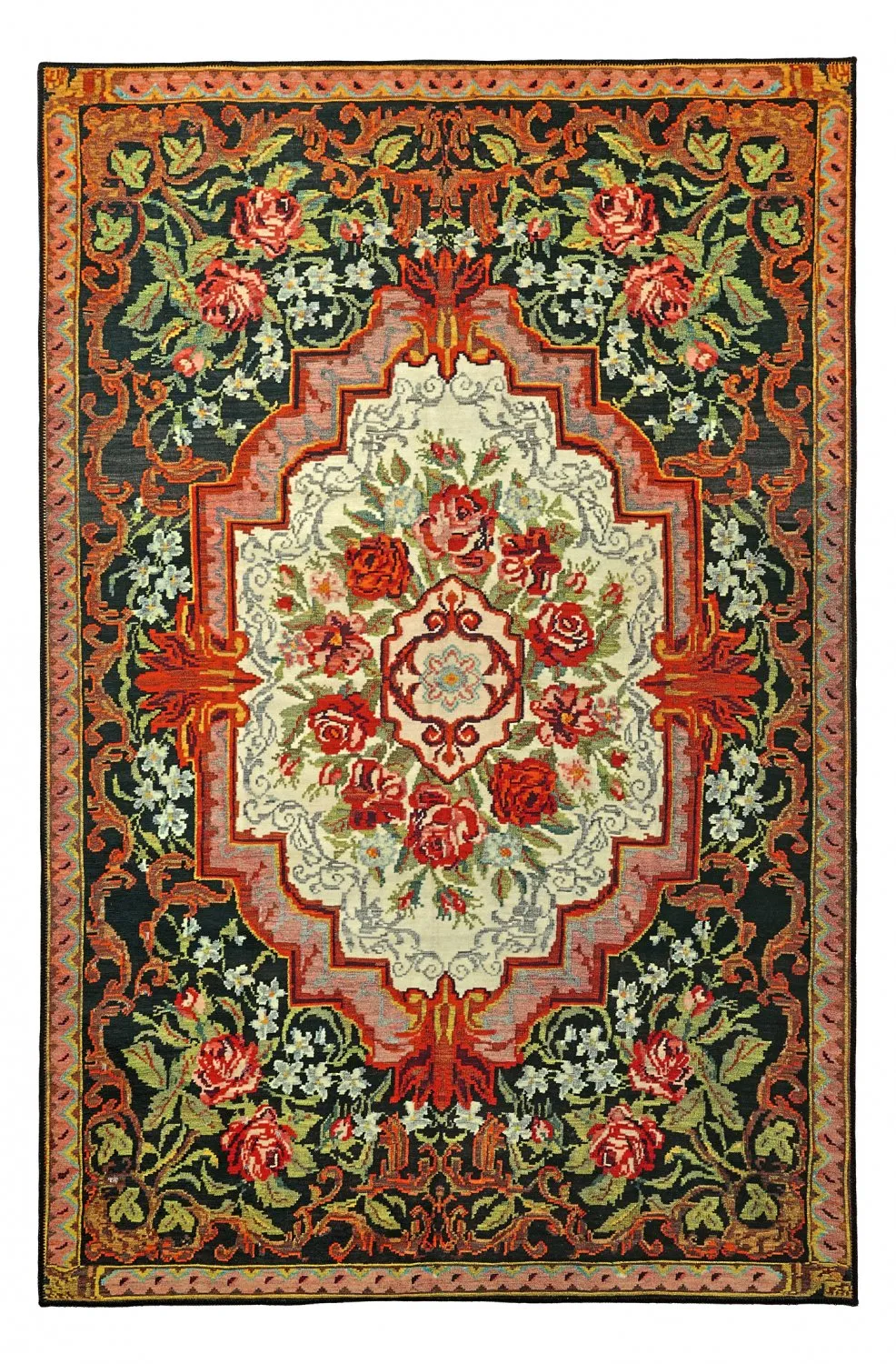 Alfombra de tejido plano - Masarida (negro/multicolor)