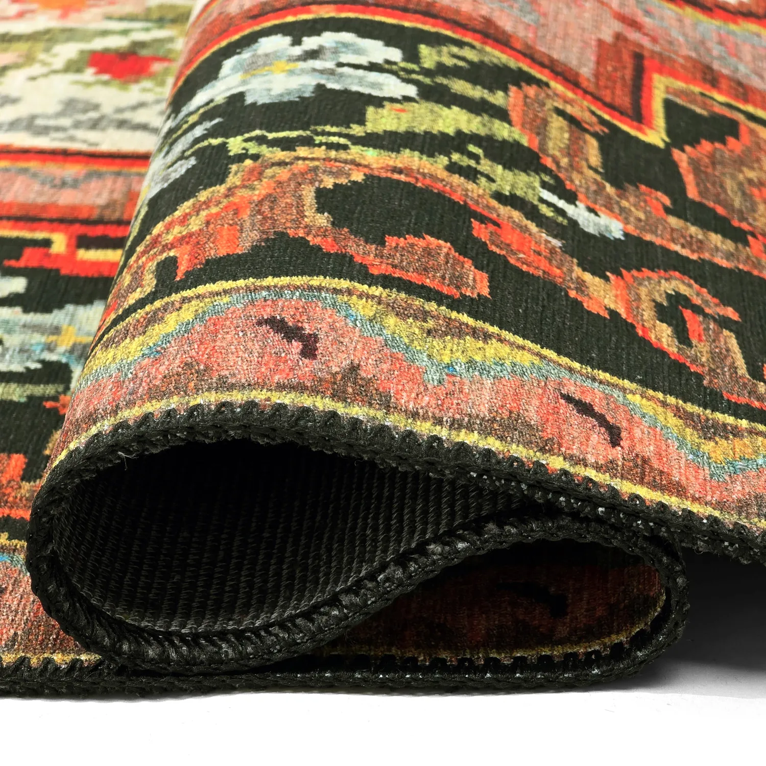 Alfombra de tejido plano - Masarida (negro/multicolor)