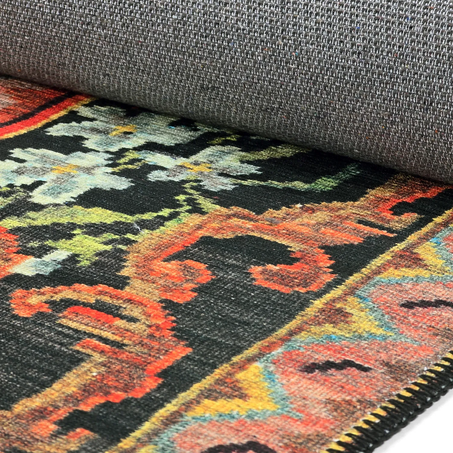 Alfombra de tejido plano - Masarida (negro/multicolor)