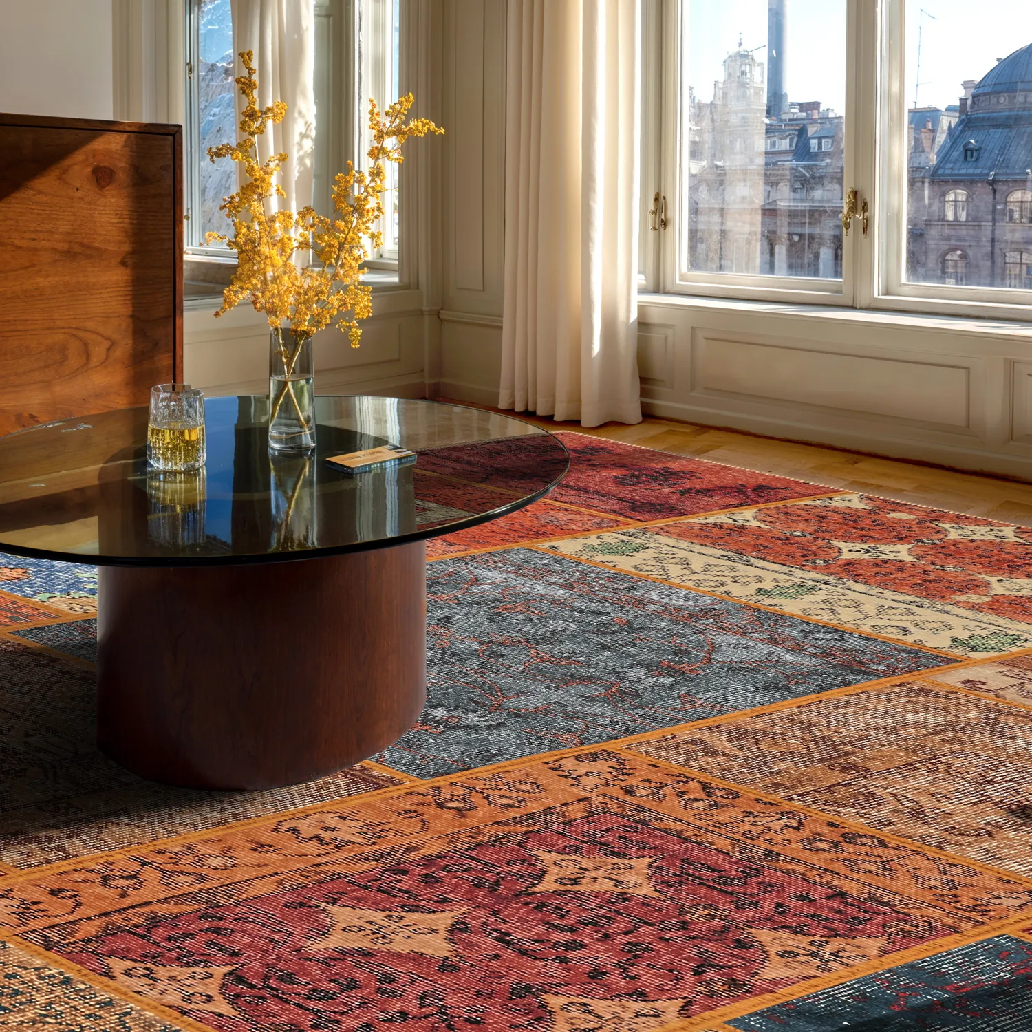 Alfombra de tejido plano - Myrina (rojo/multicolor)