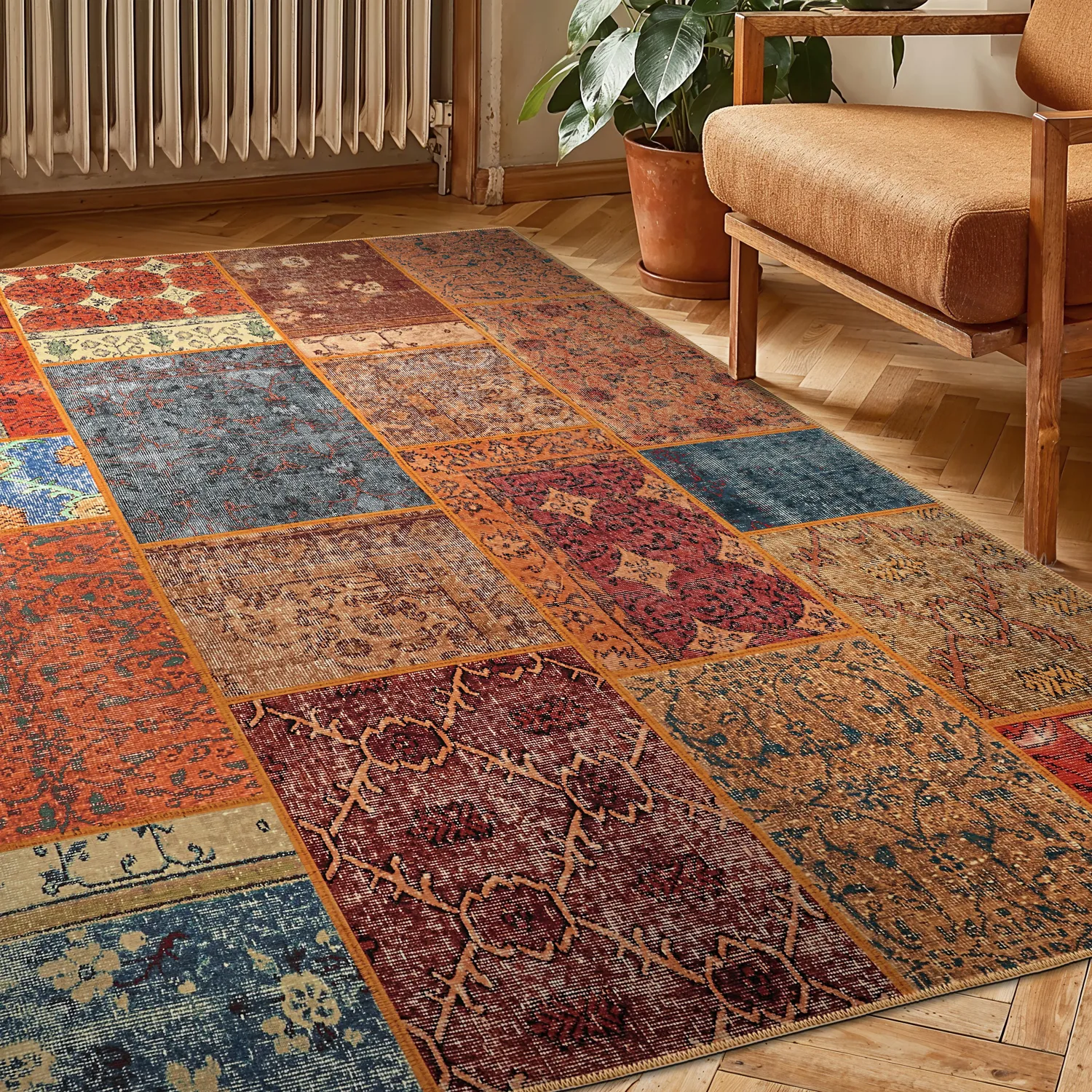 Alfombra de tejido plano - Myrina (rojo/multicolor)