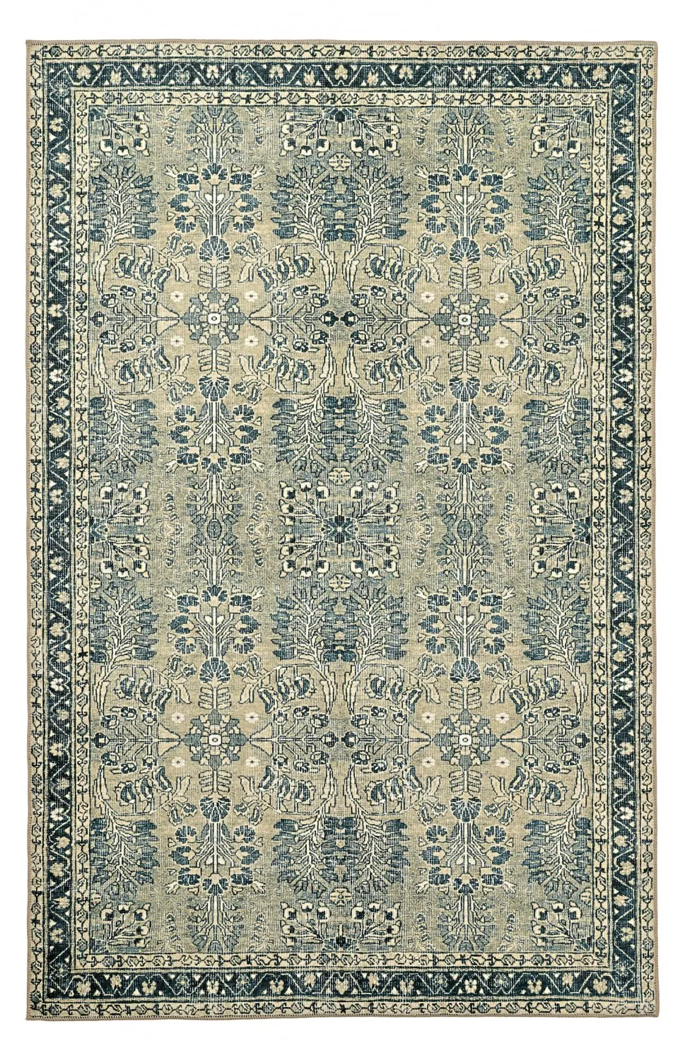 Alfombra de tejido plano - Yasirah (azul/verde)