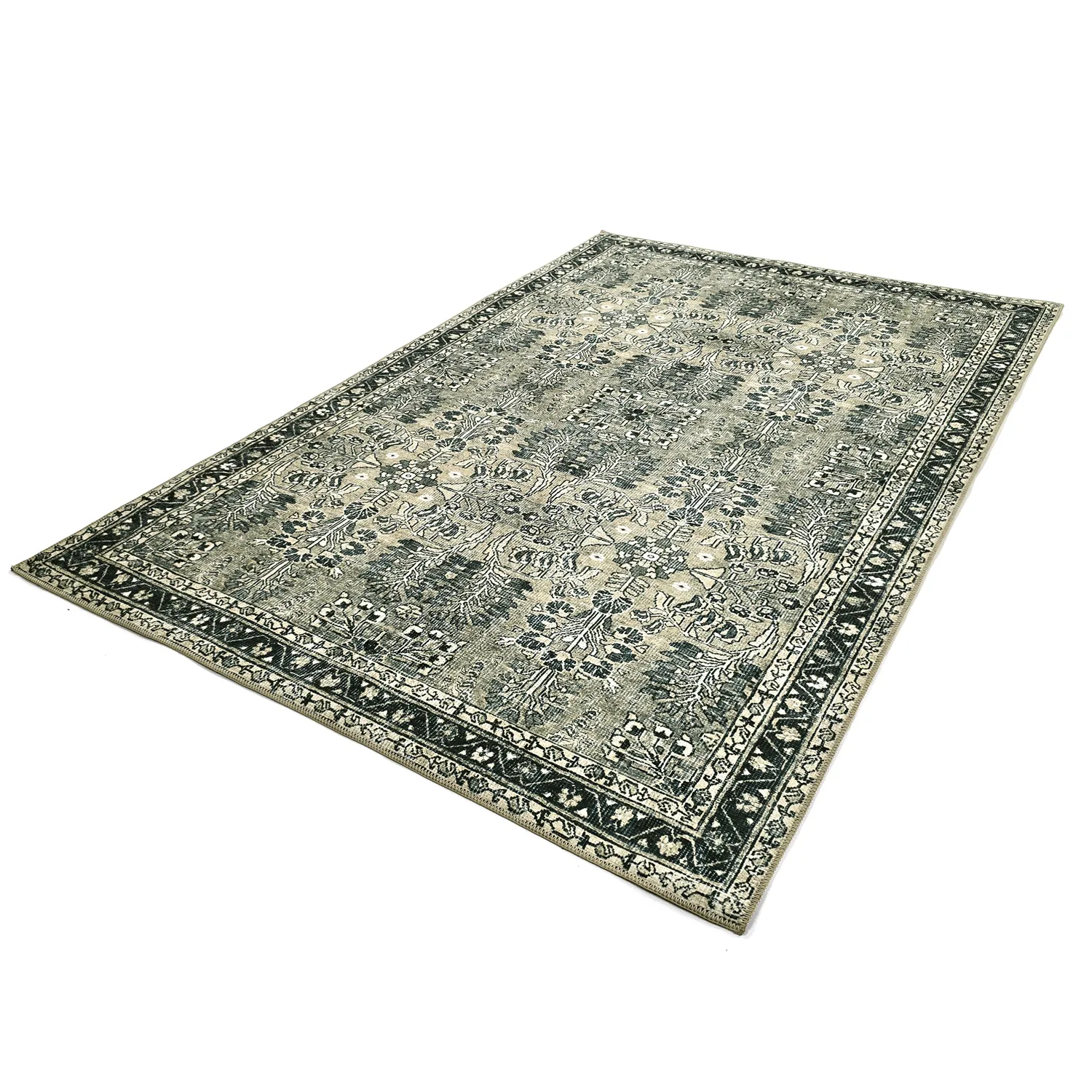 Alfombra de tejido plano - Yasirah (azul/verde)