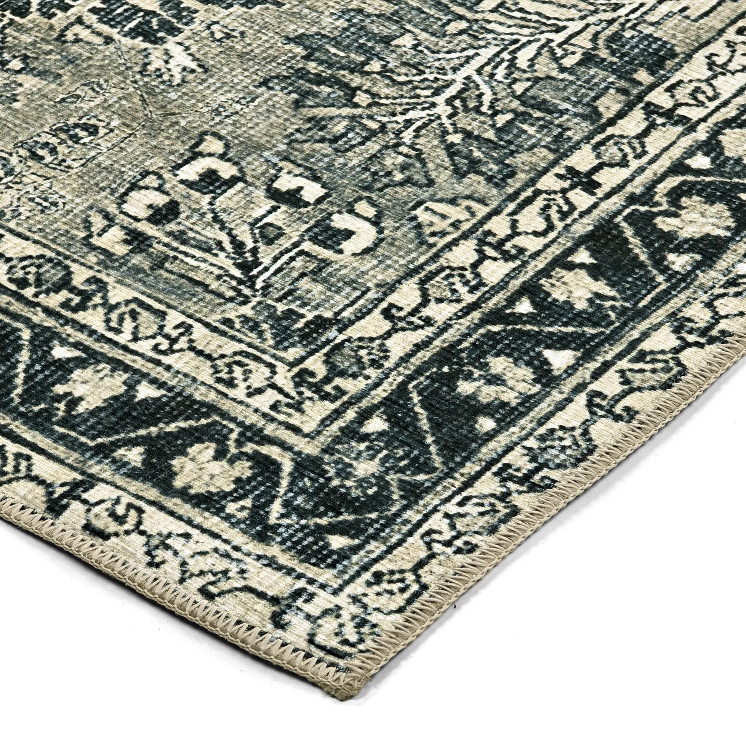 Alfombra de tejido plano - Yasirah (azul/verde)