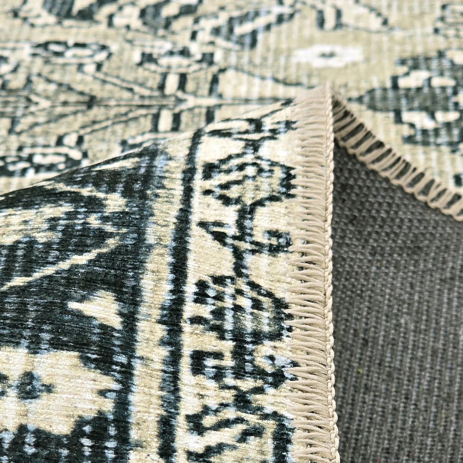 Alfombra de tejido plano - Yasirah (azul/verde)