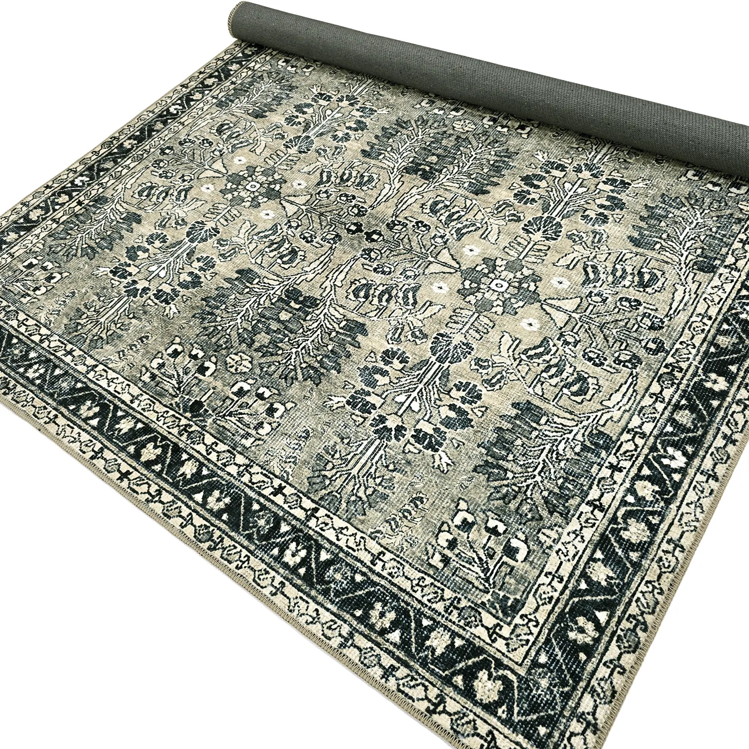 Alfombra de tejido plano - Yasirah (azul/verde)