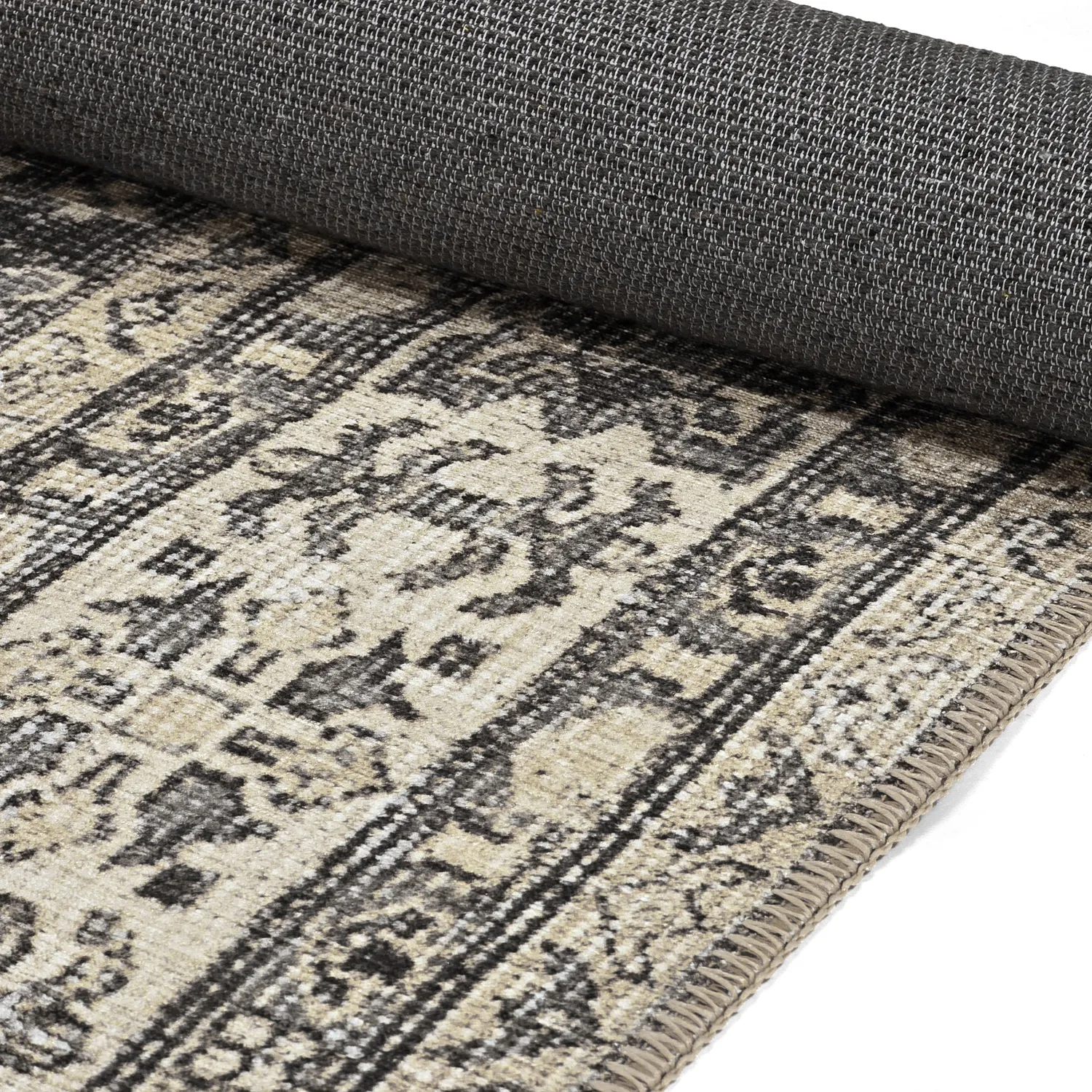 Alfombra de tejido plano - Zuleina (gris oscuro)