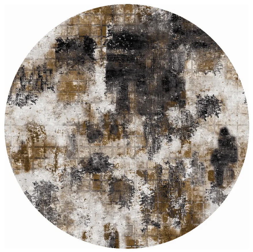 Alfombras redondeadas - Flores (negro/marrón/blanco)