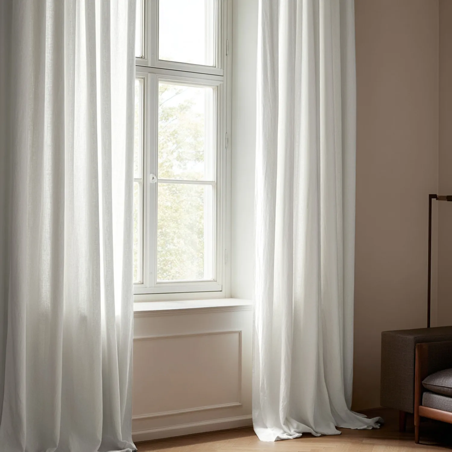 Cortinas - Cortinas de lino Luana (blanco)