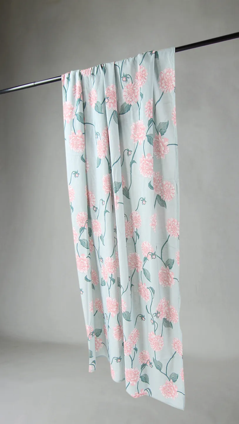 Cortinas - Cortina de algodón Alyssa (verde/rosa)