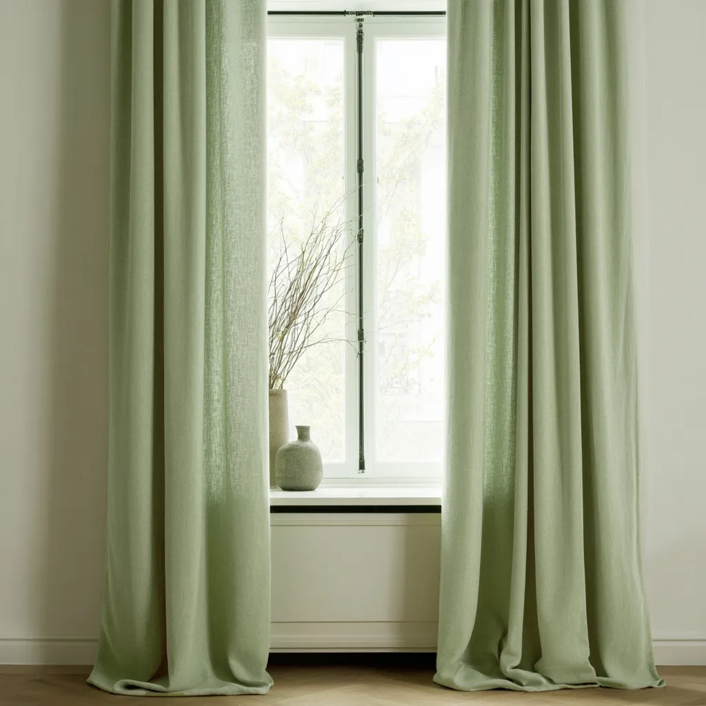 Cortinas - Cortina imitación lino Andrada (verde claro)