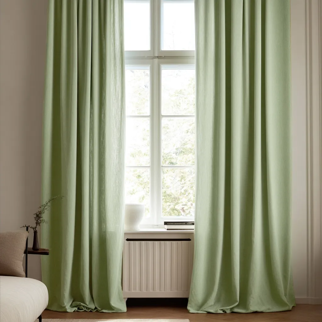 Cortinas - Cortina imitación lino Andrada (verde claro)