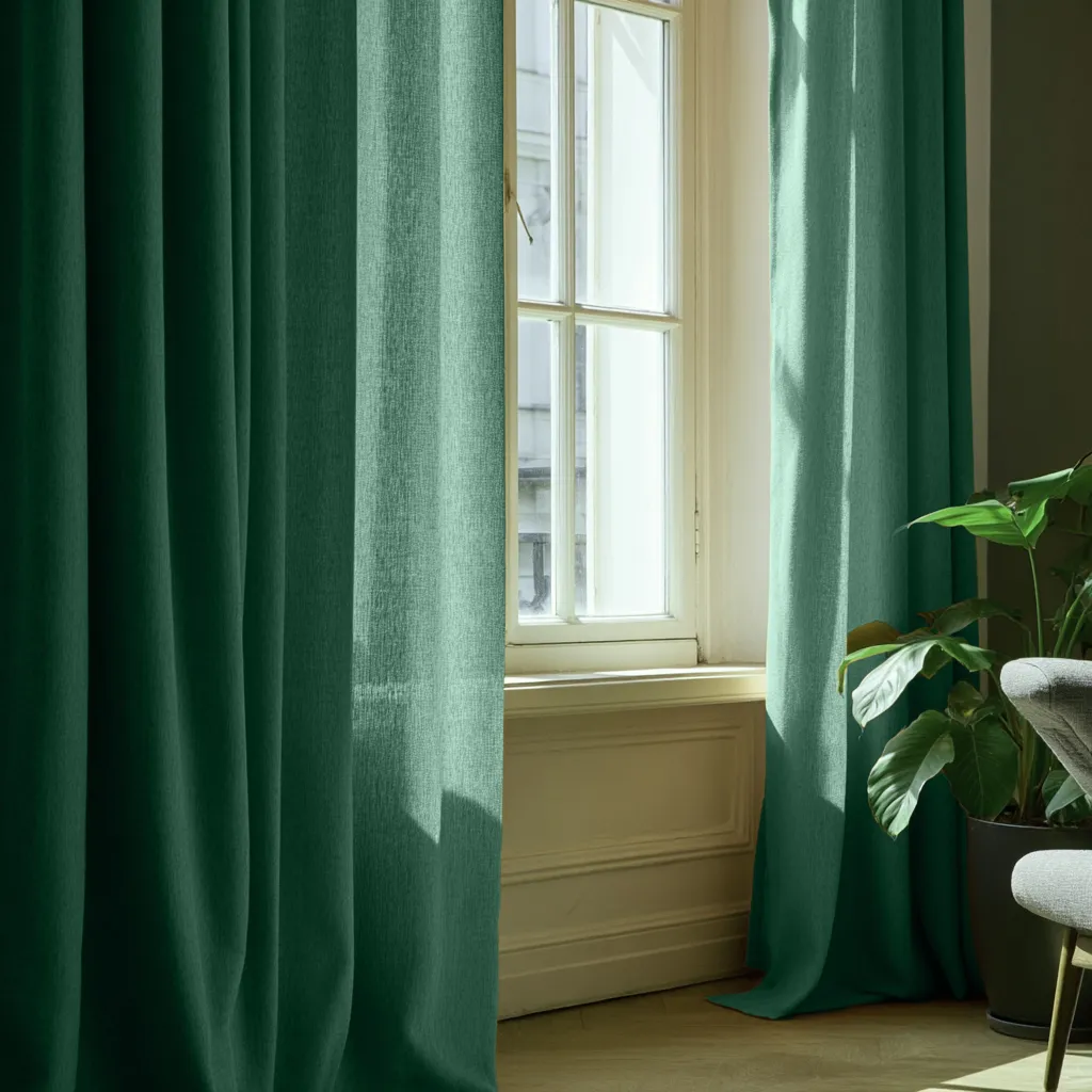 Cortinas - Cortina imitación lino Andrada (verde oscuro)