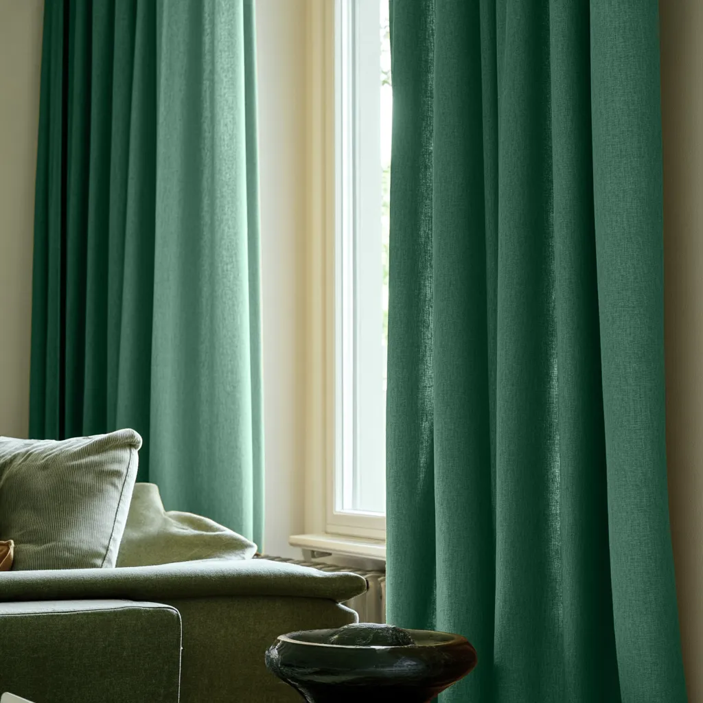 Cortinas - Cortina imitación lino Andrada (verde oscuro)