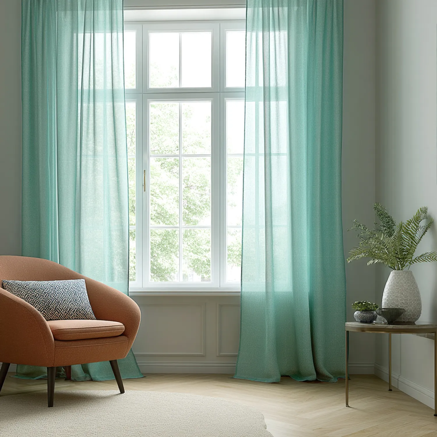 Cortinas - Cortinas de lino Cosmina (menta verde)