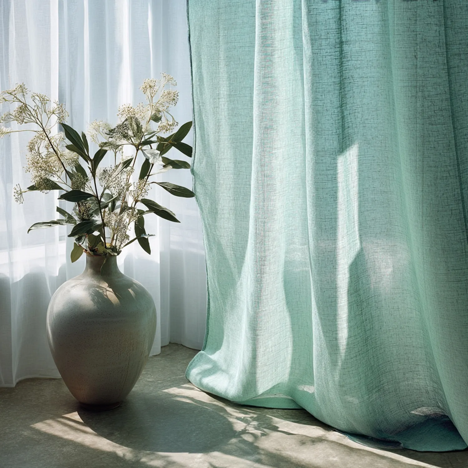 Cortinas - Cortinas de lino Cosmina (menta verde)