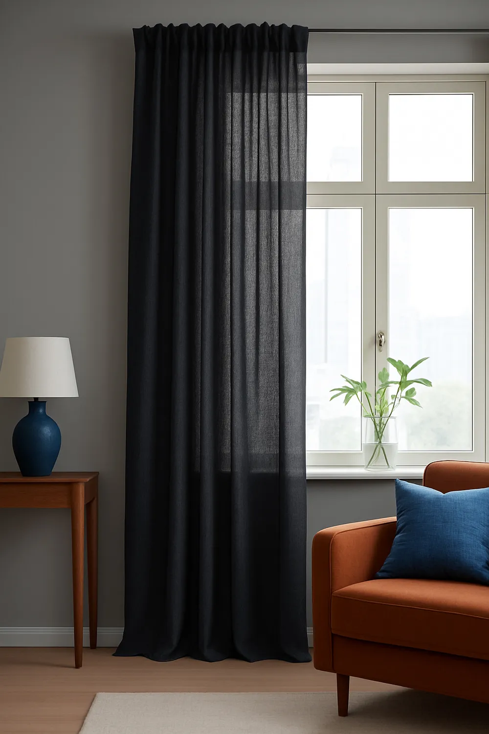 Cortinas - Cortinas de lino Cosmina (negro)
