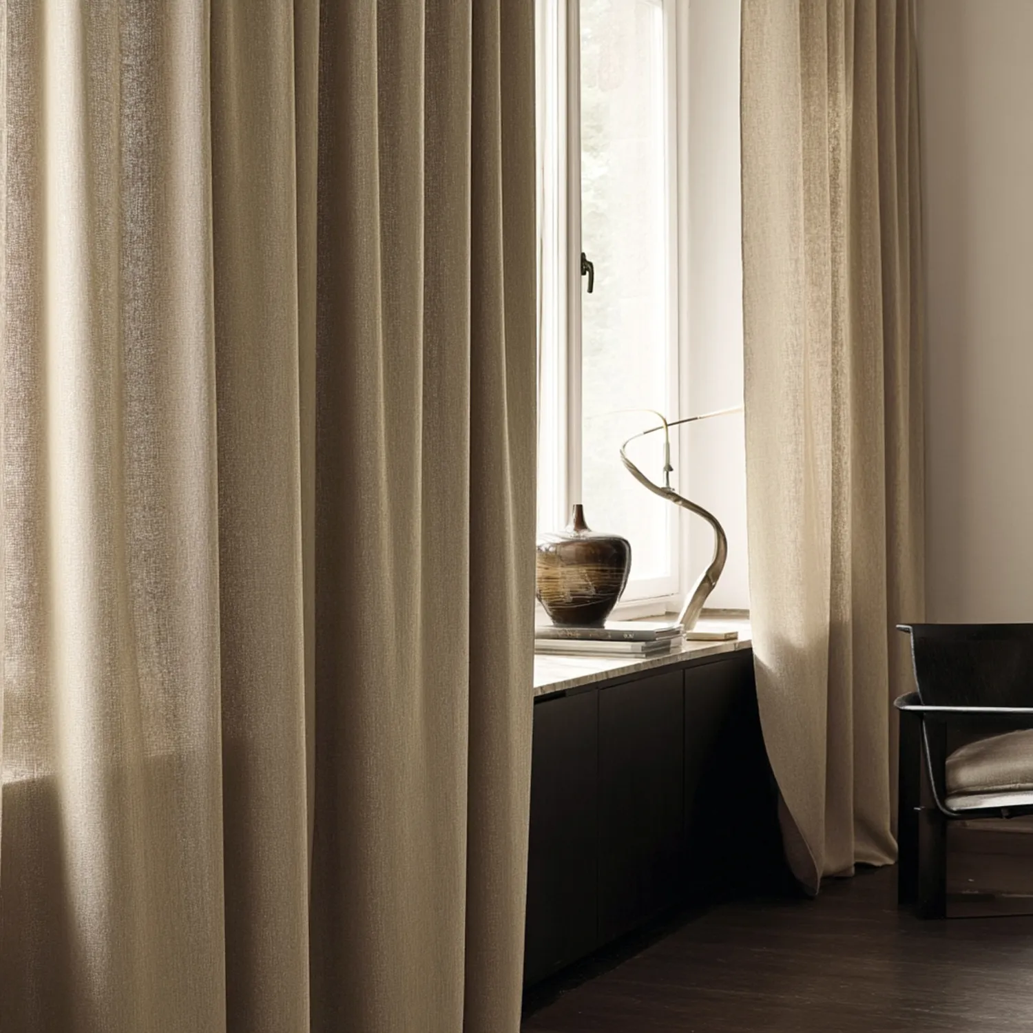 Cortinas - Cortinas de lino Melania (marrón)
