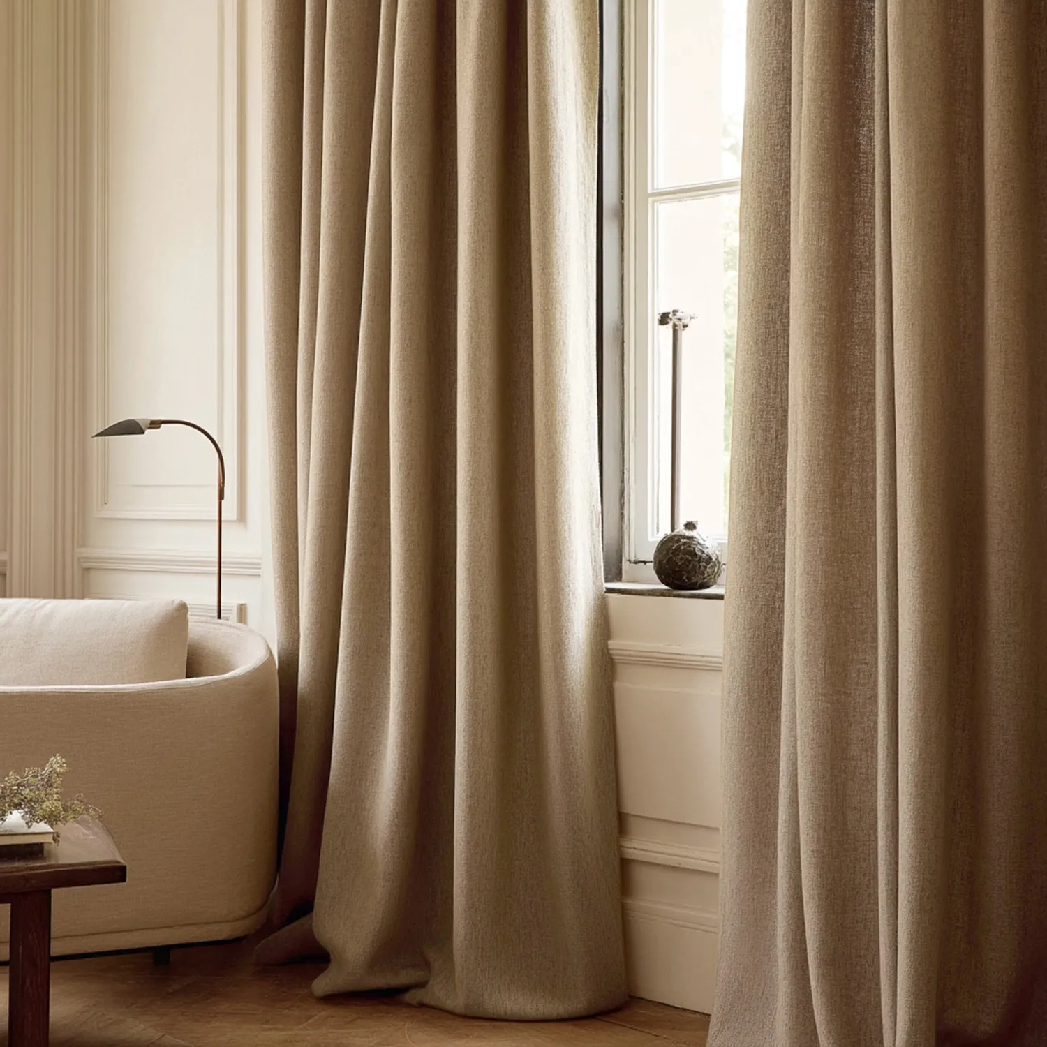 Cortinas - Cortinas de lino Melania (marrón)